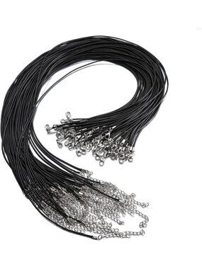 100 Pcs 24" Black Waxed Cord String for Jewelry Making, Bracelets & Necklaces
